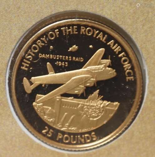 A Westminster Dambusters Raid �25 gold coin presentation cov...