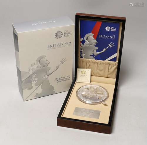 A boxed Royal Mint Britannia 2017 UK Twenty-Ounce silver pro...