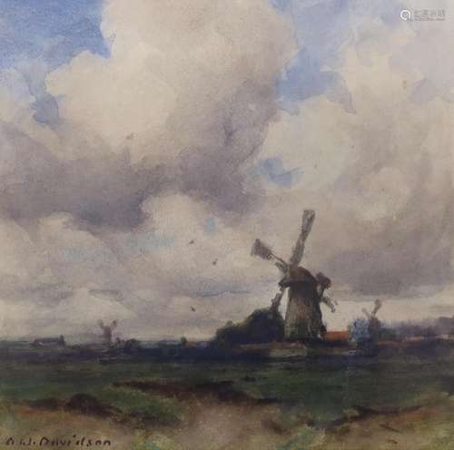 A. W. Davidson (fl.1901-1921), watercolour, A Breezy Day, si...