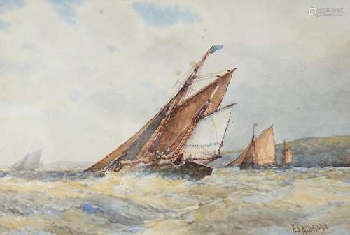 Frederick James Aldridge (1850-1893), watercolour, Fishing b...