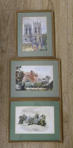 Victorian School, three watercolours, Houghton Ruins and Vie...