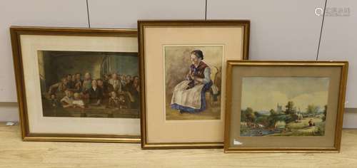 Three 19th century watercolours, Parish choir by Webster, 31...