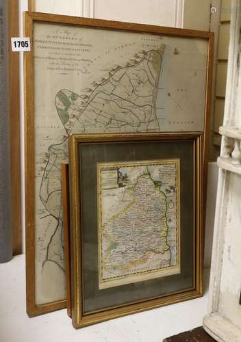 Four assorted 18th century and later maps, all coloured engr...