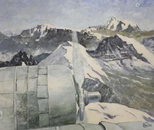 Basil Wynbergen (1928-2015), gouache, Over Andes in 1976, si...