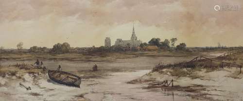 Richard Henry Nibbs (1816-1893), watercolour, Estuary at low...