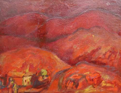 Panussa (Russian School), oil on canvas, Mountain landscape,...