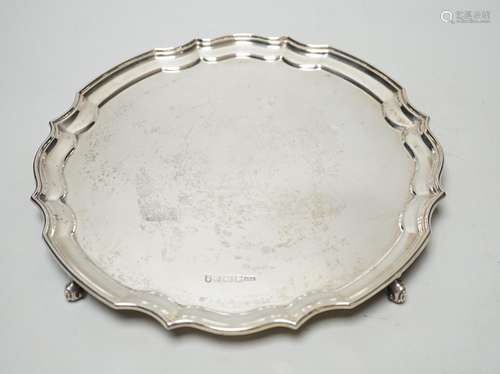 An Elizabeth II silver salver, with pie crust border, Robert...