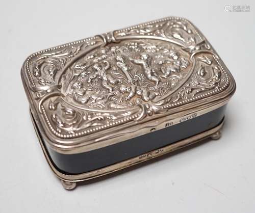 A late Victorian silver mounted tortoiseshell rectangular bo...