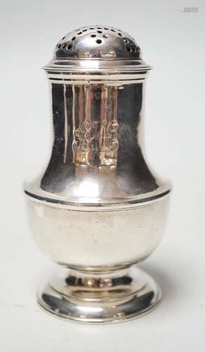 An early George II silver bun shaped pepperette, Thomas Bamf...