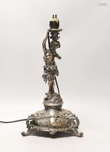 A late 19th century German 800 standard figural table lamp b...