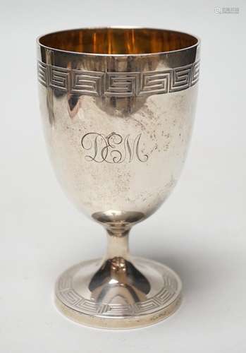 A Victorian silver goblet with Greek key banding, by Hunt &a...