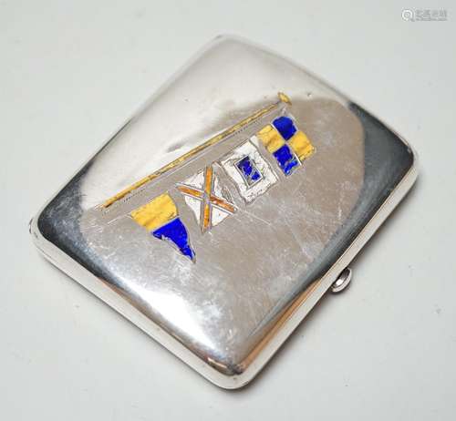 A late Victorian silver and enamelled cigarette case, London...