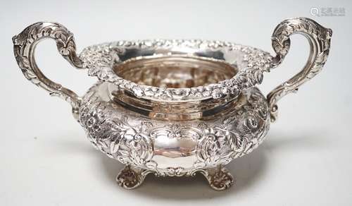 A William IV Irish cast silver two handled sugar bowl, Dubli...