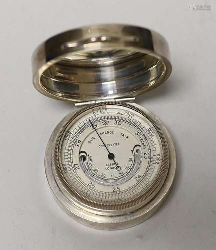 A George V Asprey & Co silver cased barometer, London, 1...