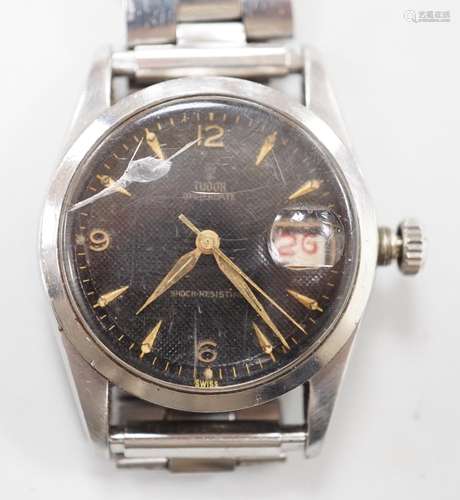 A gentlemans late 1950s? stainless steel Tudor Oysterdate ma...