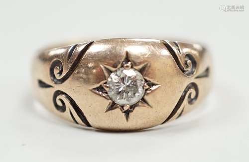 A Victorian 18ct gold and gypsy set solitaire diamond ring, ...