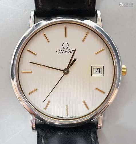 A gentlemans 1990s stainless steel Omega quartz dress wrist ...