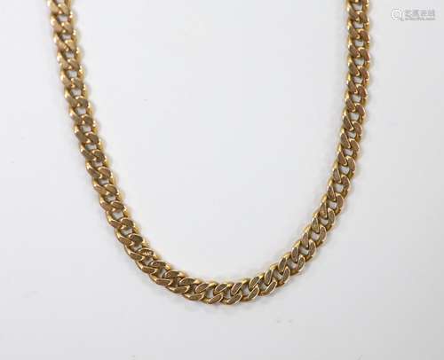 A modern 14k yellow metal curb link chain, 38cm, 18 grams.