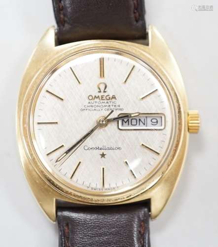 A gentlemans 1960s? steel and gold plated Omega Constellatio...