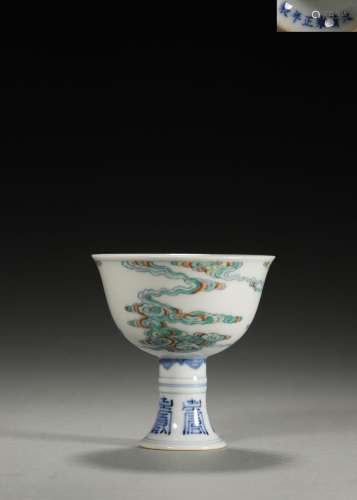 A doucai cloud blue and white porcelain cup