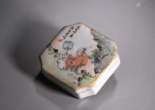 A figure painted porcelain box
