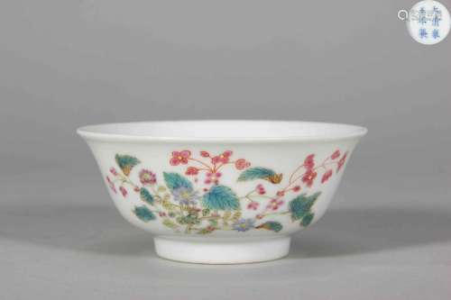 A famille rose flower porcelain bowl