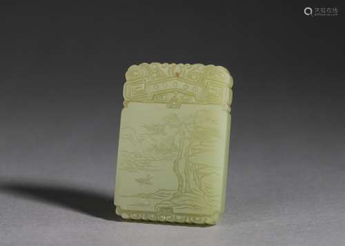 A landscape patterned jade pendant