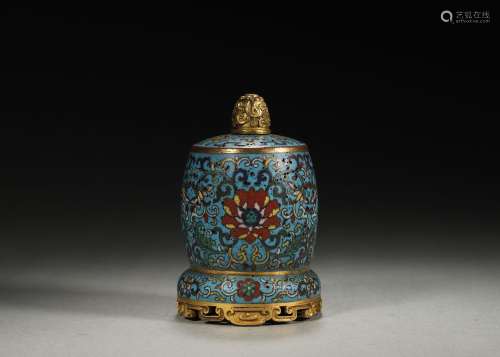 A flower patterned cloisonne jar