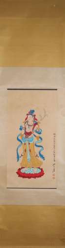 A Chinese painting of buddha, Zhang Daqian mark