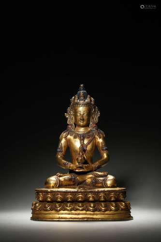 A gilding copper Amitabha statue