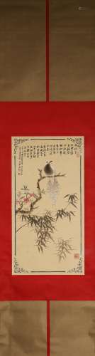 A Chinese bird-and-flower painting, Zhang Daqian mark