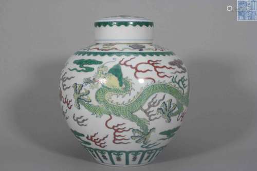 A doucai dragon porcelain jar