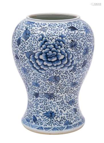 A Chinese blue and white yen yen vase [reduced] painted over...