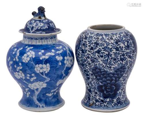A Chinese blue and white baluster vase and a similar yen yen...