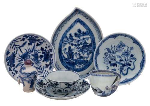 A small group of Chinese blue and white porcelain, Qing Dyna...
