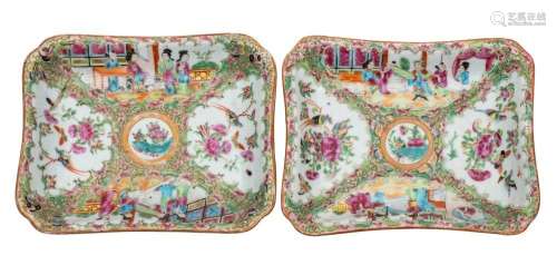 A pair of Canton dishes of shaped rectangular form, Qing Dyn...