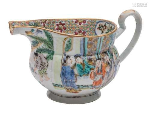 A Canton 'monk's cap' jug enamelled with figures...