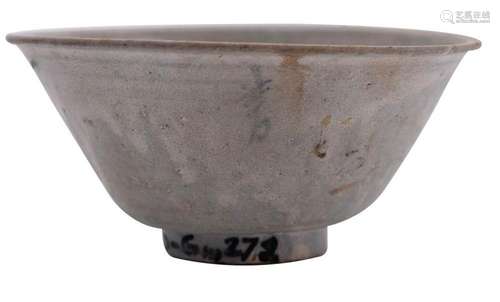 A Chinese celadon glazed bowl, of conical form, the interior...