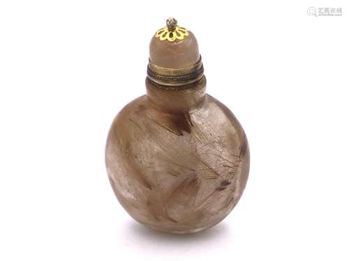 A 19thC Chinese hair crystal snuff bottle with rou