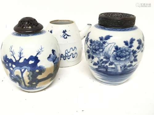 Two Chinese 19th century export porcelain ginger j