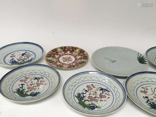 A Japanese dish with impressed pattern a set of si