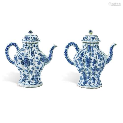A Pair of Chinese Blue and White 'Bird and Flower' L...