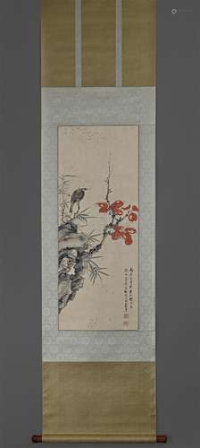 謝稚柳精品（花鳥圖）老紙綾裱立軸