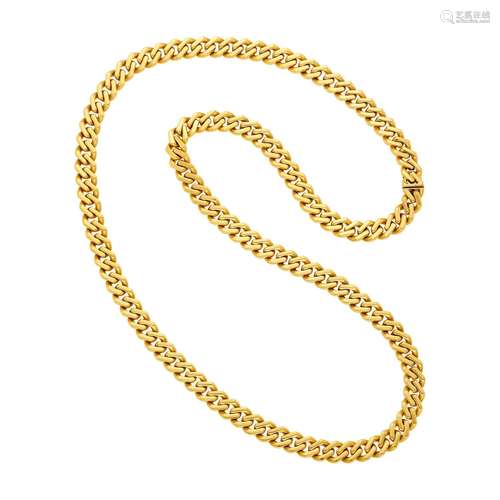 Long Gold Curb Link Chain Necklace