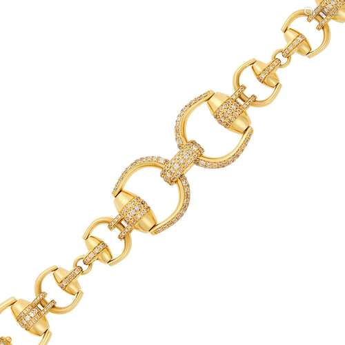 Gucci Gold and Colored Diamond Horsebit Bracelet