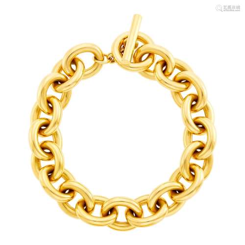 Gold Link Necklace with Toggle Clasp