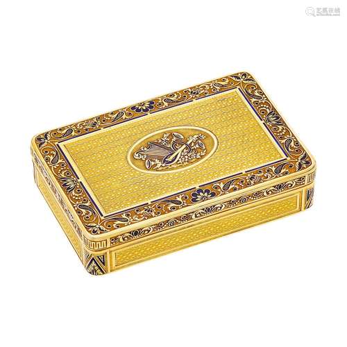 Antique Engine-Turned Gold and Enamel Snuff Box, Geneva