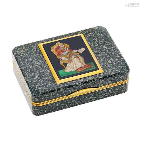 Antique Gold, Hardstone and Micromosaic Snuff Box