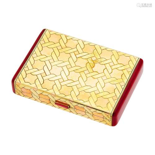 Cartier Two-Color Gold and Red Enamel Cigarette Case