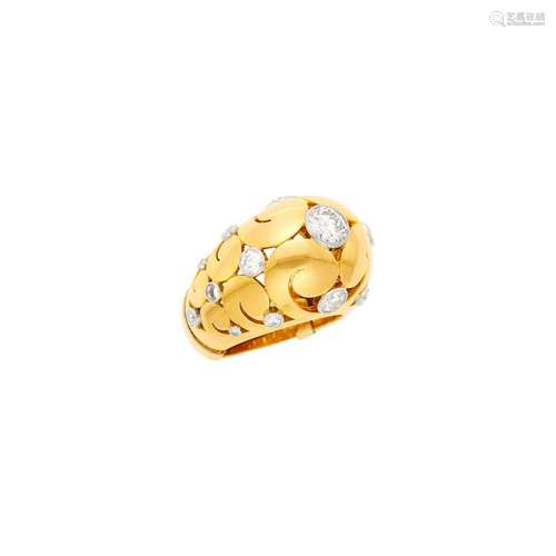 Gold, Platinum and Diamond Dome Ring